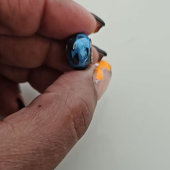 Murano Glass Bead 925 Blue/ Black - Picture 9 of 16